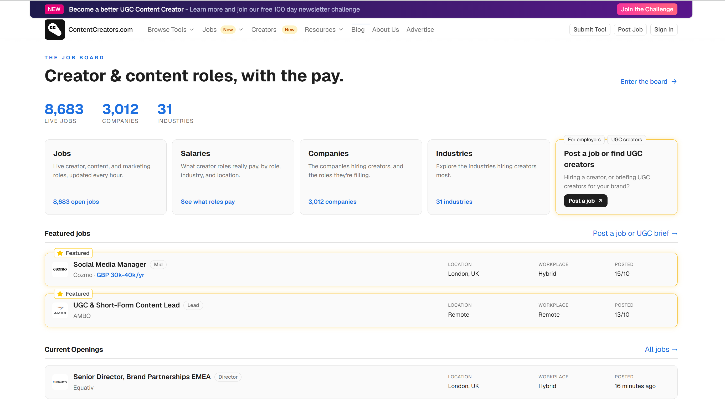 ContentCreators.com screenshot