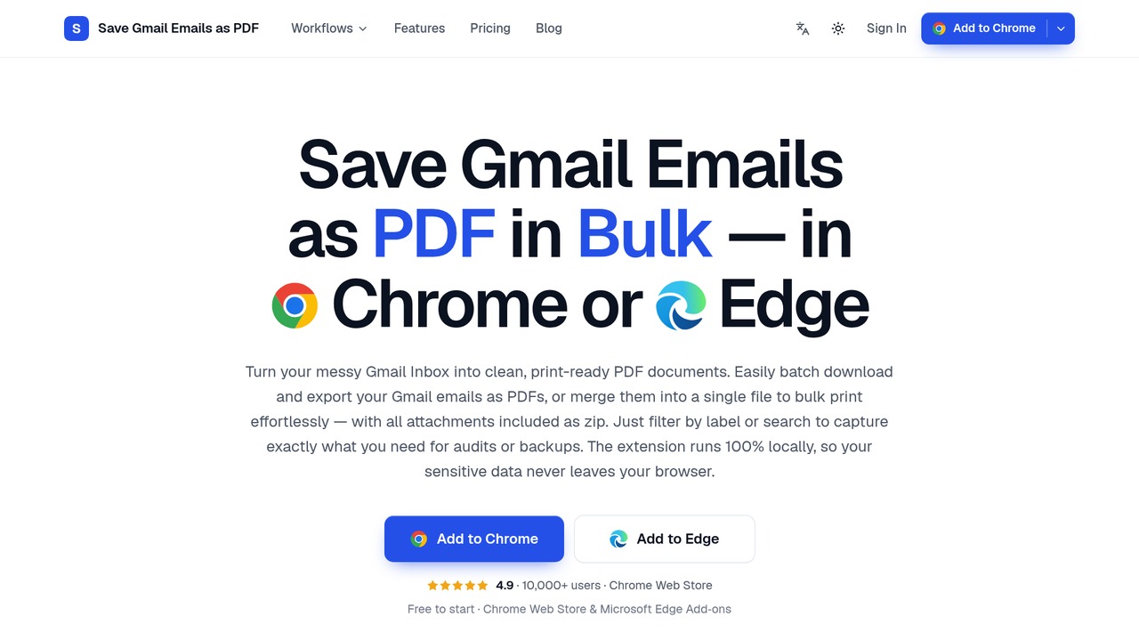 Save Gmail Emails as PDF in Bulk screenshot