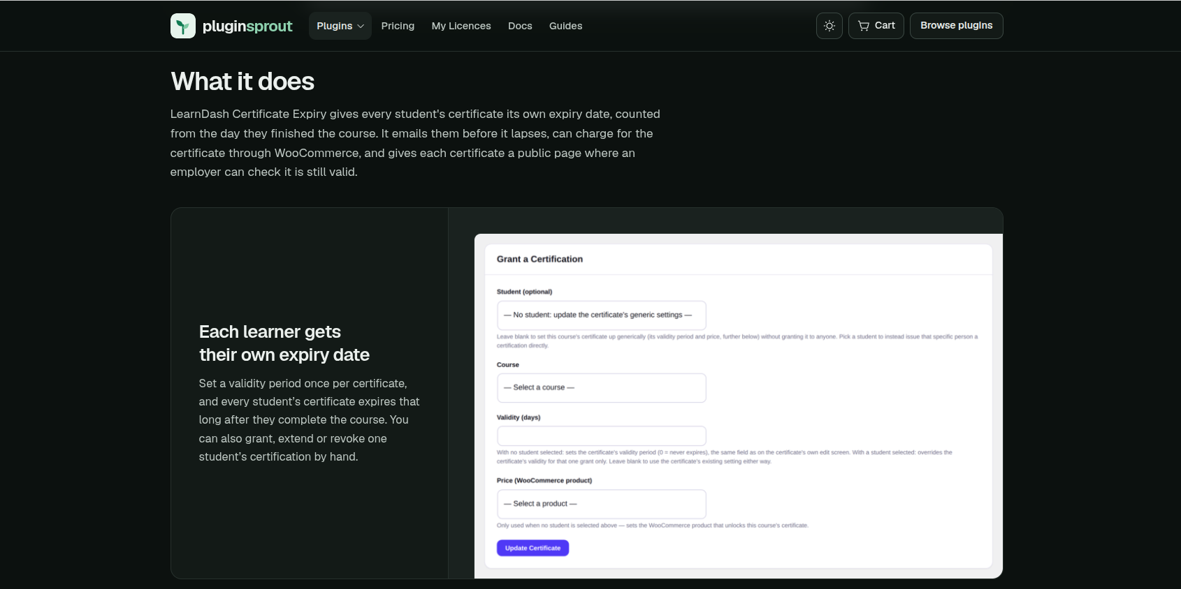 LearnDash Certificate Expiry screenshot