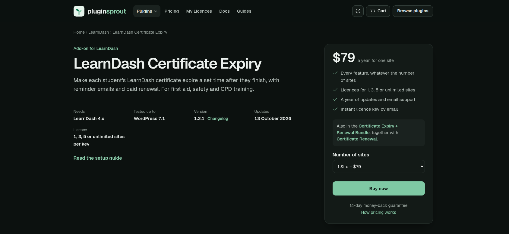LearnDash Certificate Expiry screenshot