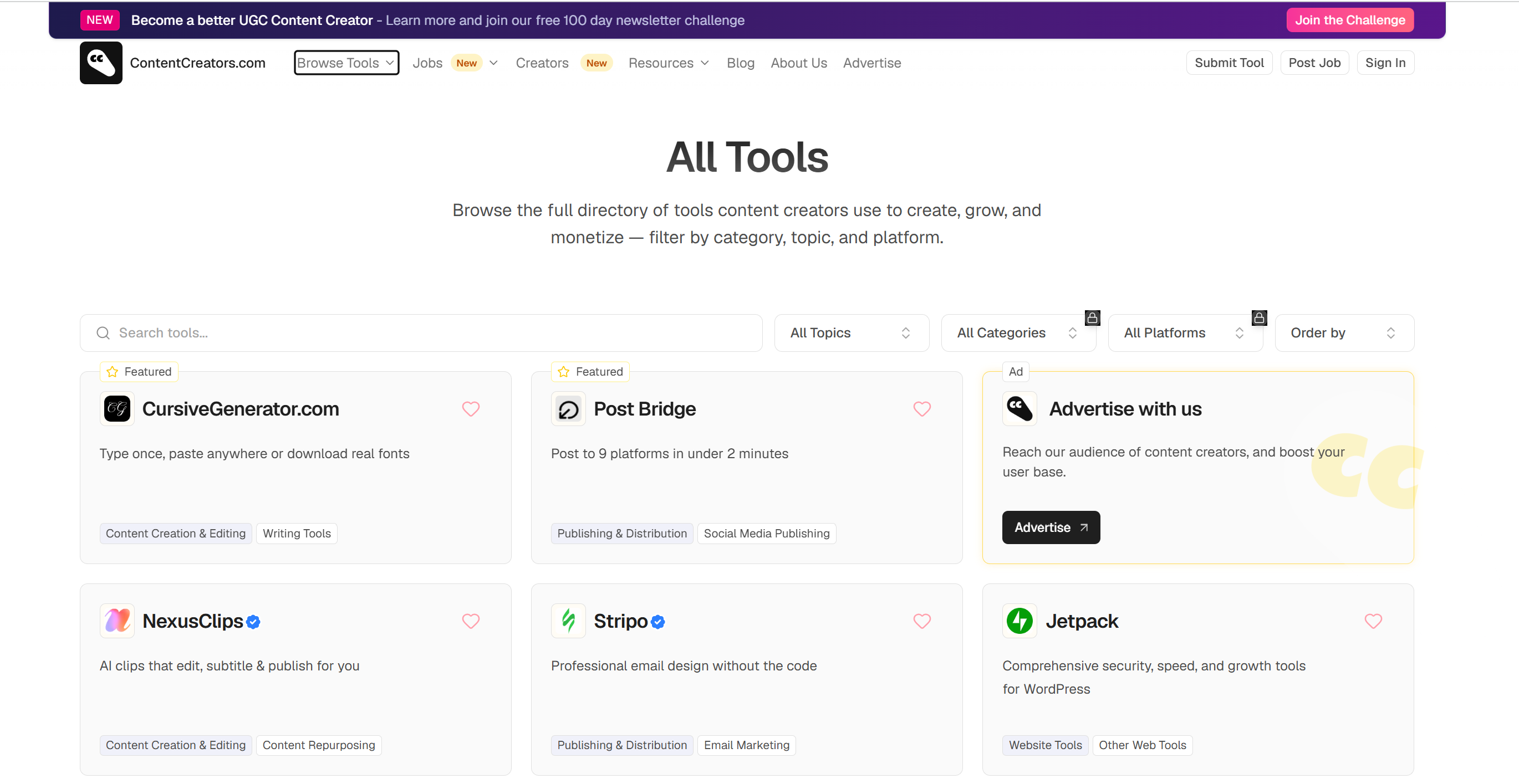ContentCreators.com screenshot